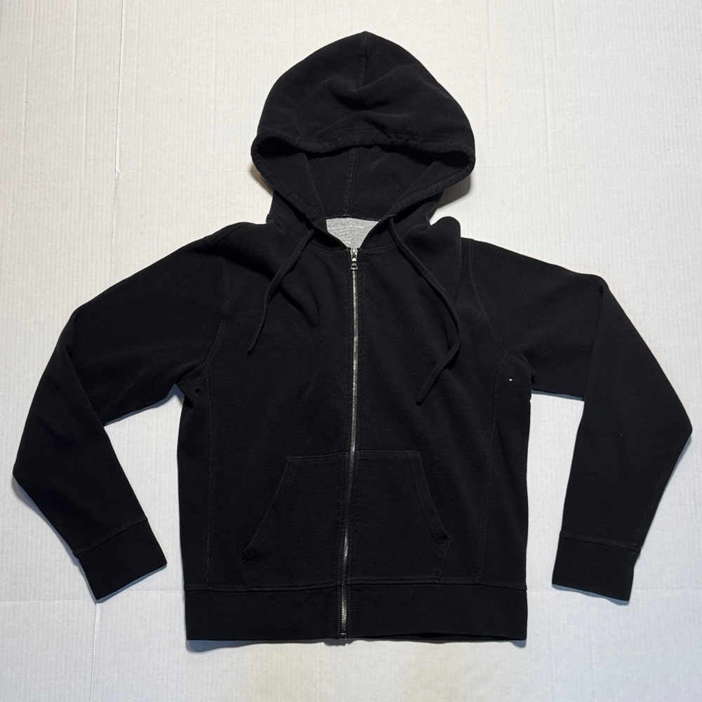 MAJESTIC FILATURES Homme Men's Black Zip-Up‎ Hoodie100% Cotton Deluxe Size M